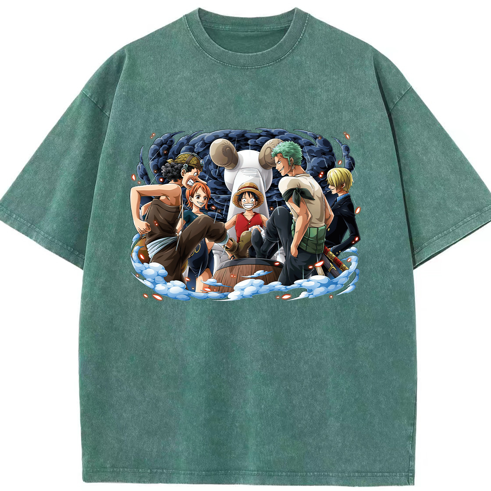 ワンピース モンキー・D・ルフィ ONE PIECE Monkey D. Luffy 綿100% ヴィンテージ風 半袖Tシャツ（フロントプリント）